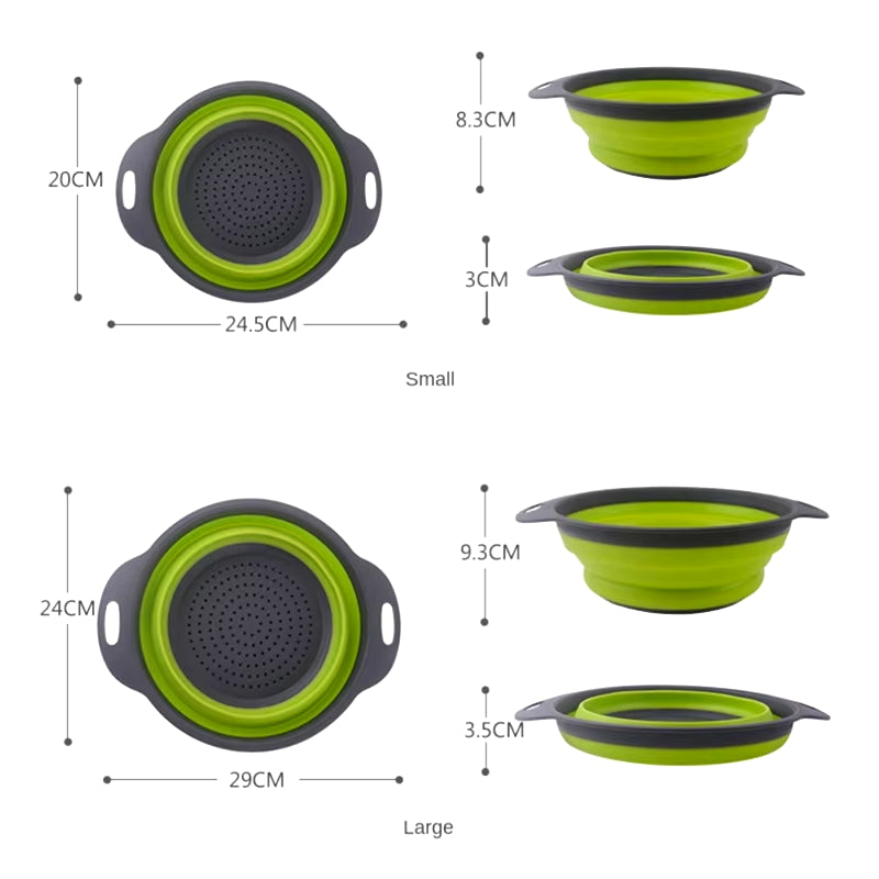 Silicone Vegetable and Fruit Cleaning and Drainage Basket Cleaning Basket Folding Water Filter Net Kitchen Gadgets