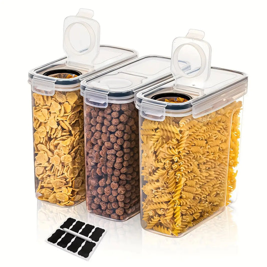 3Pcs/Set 2.5L/4L Grain Sealed Moisture-Proof and Insect Proof Bucket Food Dispenser Kitchen Transparent Storage Box Label