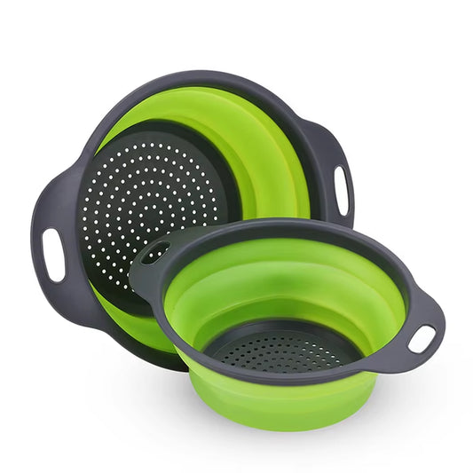 Silicone Vegetable and Fruit Cleaning and Drainage Basket Cleaning Basket Folding Water Filter Net Kitchen Gadgets